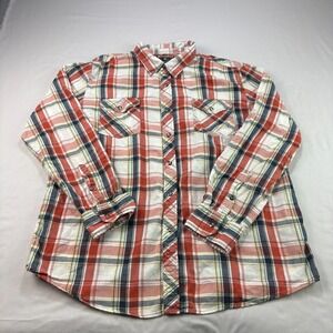 Scully Shirt Mens XL Orange Plaid Snap‎ Up Western Cowboy Casual